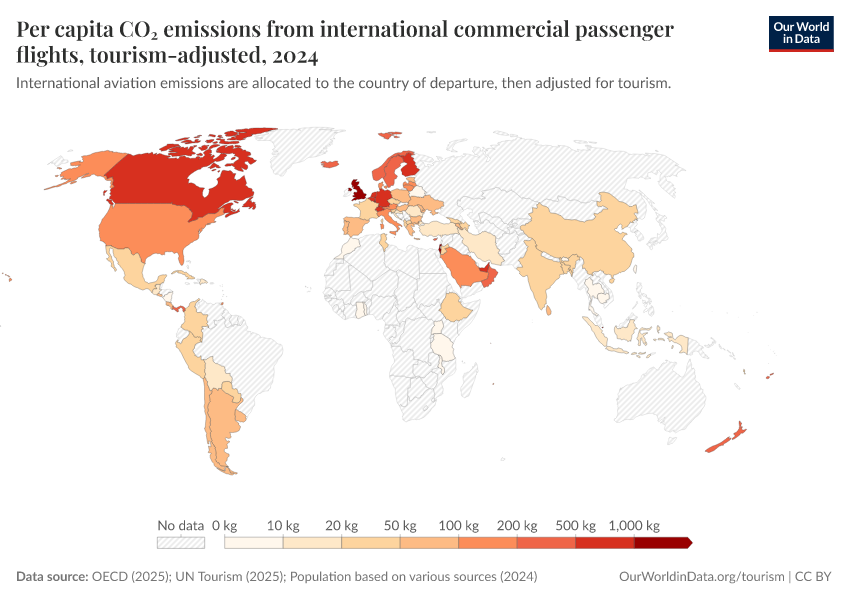 A thumbnail of the "Per capita CO₂ emissions from international commercial passenger flights, tourism-adjusted" chart